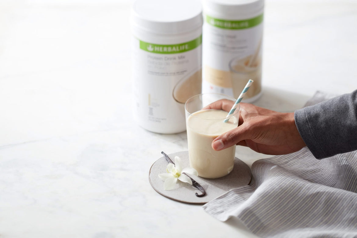 Proteïne shake met snacks