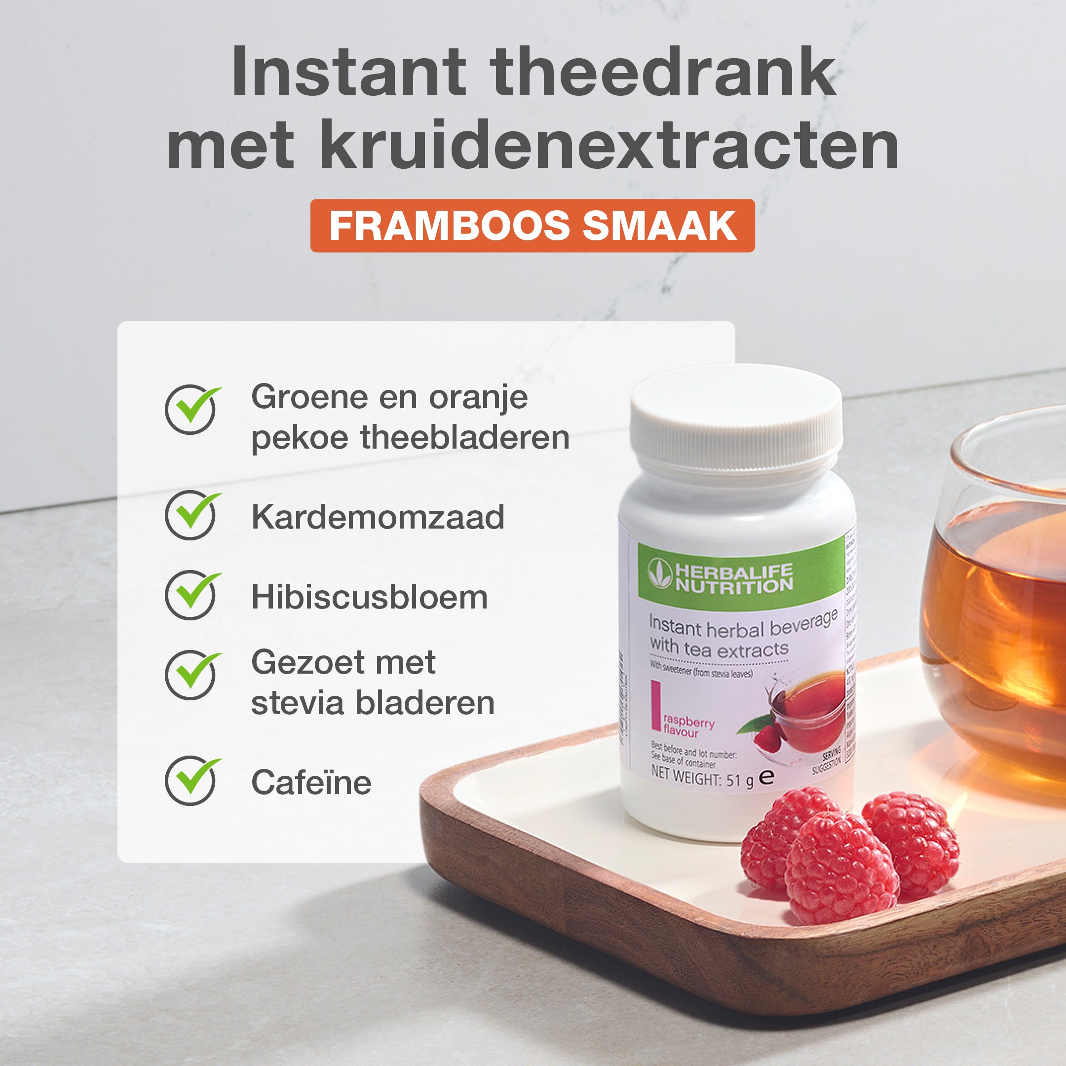 Instant theedrank met kruidenextracten framboos 51 g